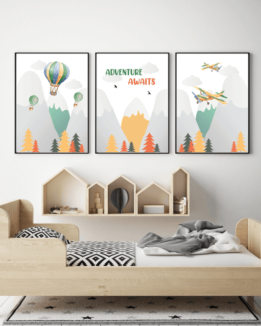 Poster Baby- und Kinderzimmer: 3er Set Berge